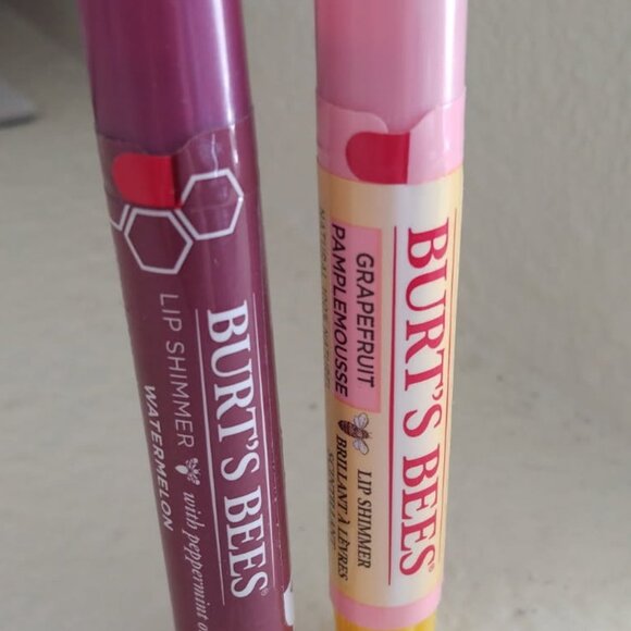 🍉🩷 BN BURT'S BEES LIP SHIMMER LIP COLOR GRAPEFRUIT & WATERMELON - Picture 1 of 4